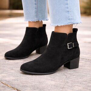 Vionic Sienna Boots 11 M Black Nubuck Leather Waterproof Almond Toe Classic New